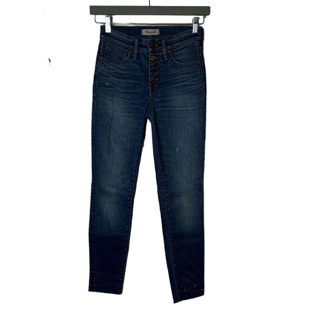 Madewell Womens Denim Jeans High Rise Skinny Button Fly Blue Wash Size 24